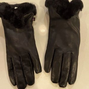 Women’s Genuine leather, black gloves